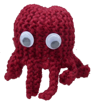 Knitted octopus, big knit hat