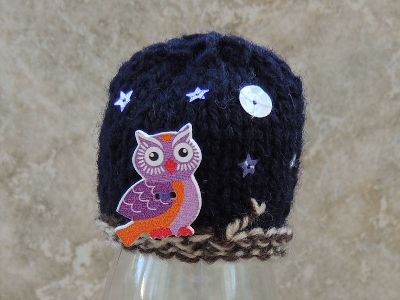Owl button Innocent Smoothie hat pattern link